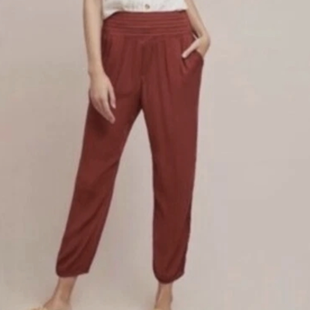 Anthropologie Ett:Twa Gauzy Joggers Rust